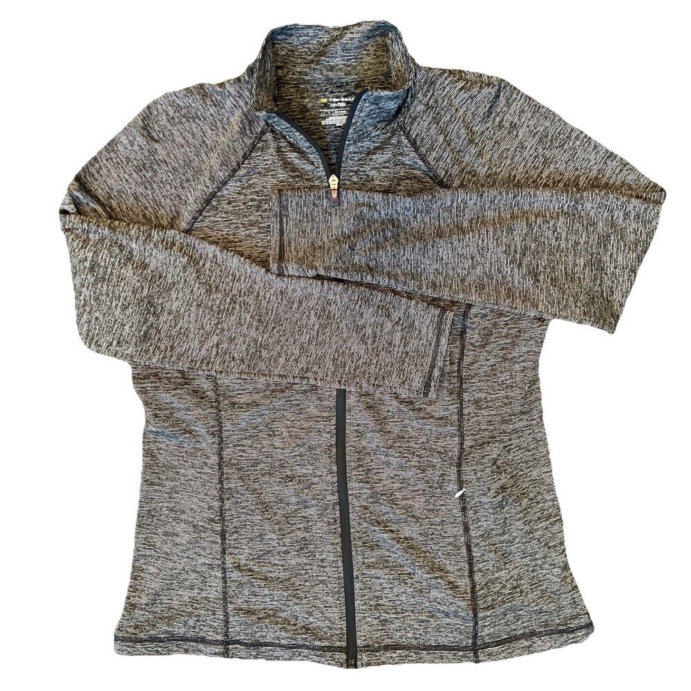 Tek Gear DryTek Jacket Womens L Full Zip Thumb Sleeves Running Cycling Gray